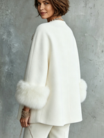 Elegant Cozy Faux Fur Cuffs Wool-blend Coat