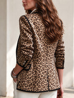 Leopard Print Contrast Trim Blazer