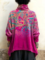 Vintage-style Paisley Print Velvet Long Top