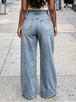 Casual Wide-leg Jeans With An Asymmetric Overlapping Front
