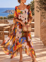 Resort Cozy Chic Floral Long Sleeve Maxi Dress