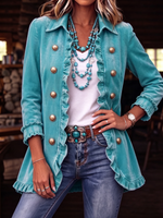 Retro Boho Ruffled Velvet Jacket