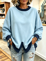 Chic And Cozy Contrast Color Block Sweatshirt