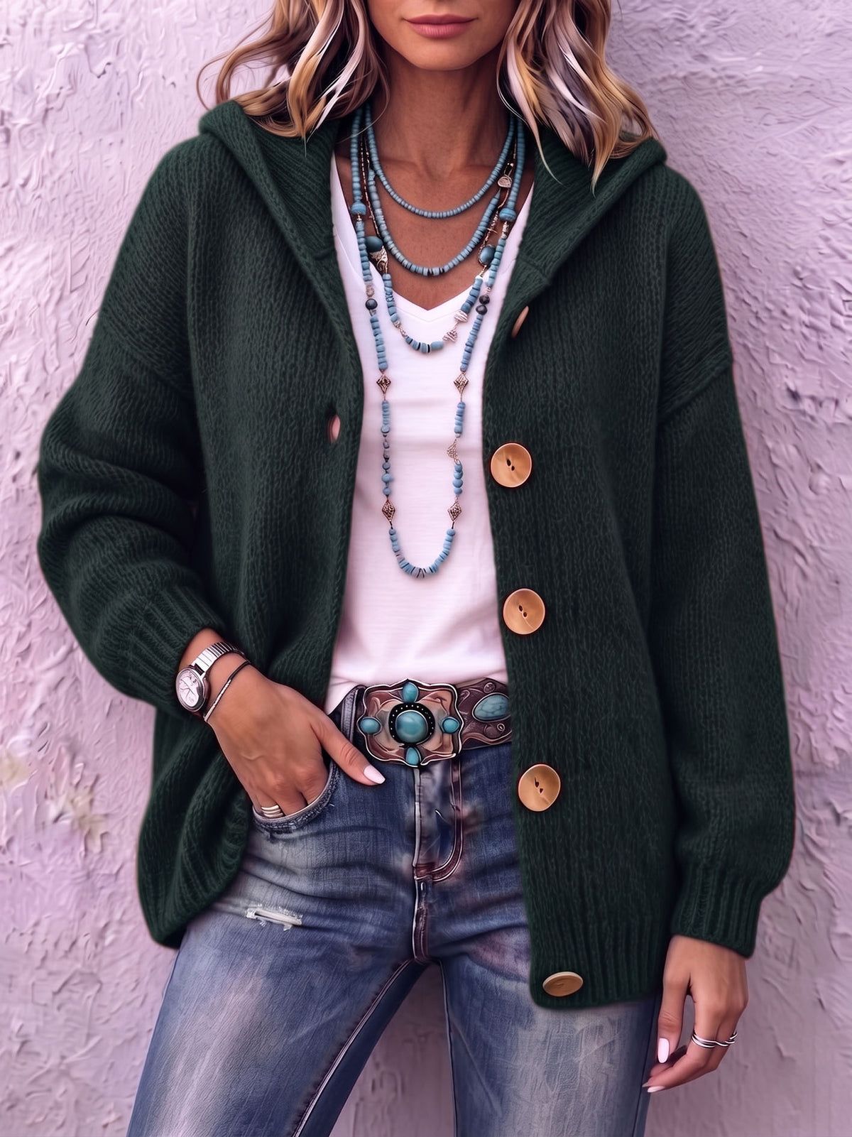 Cozy Chic Hooded Knit Cardigan