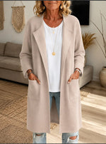 Cozy Open-Front Wool-Blend Longline Coat