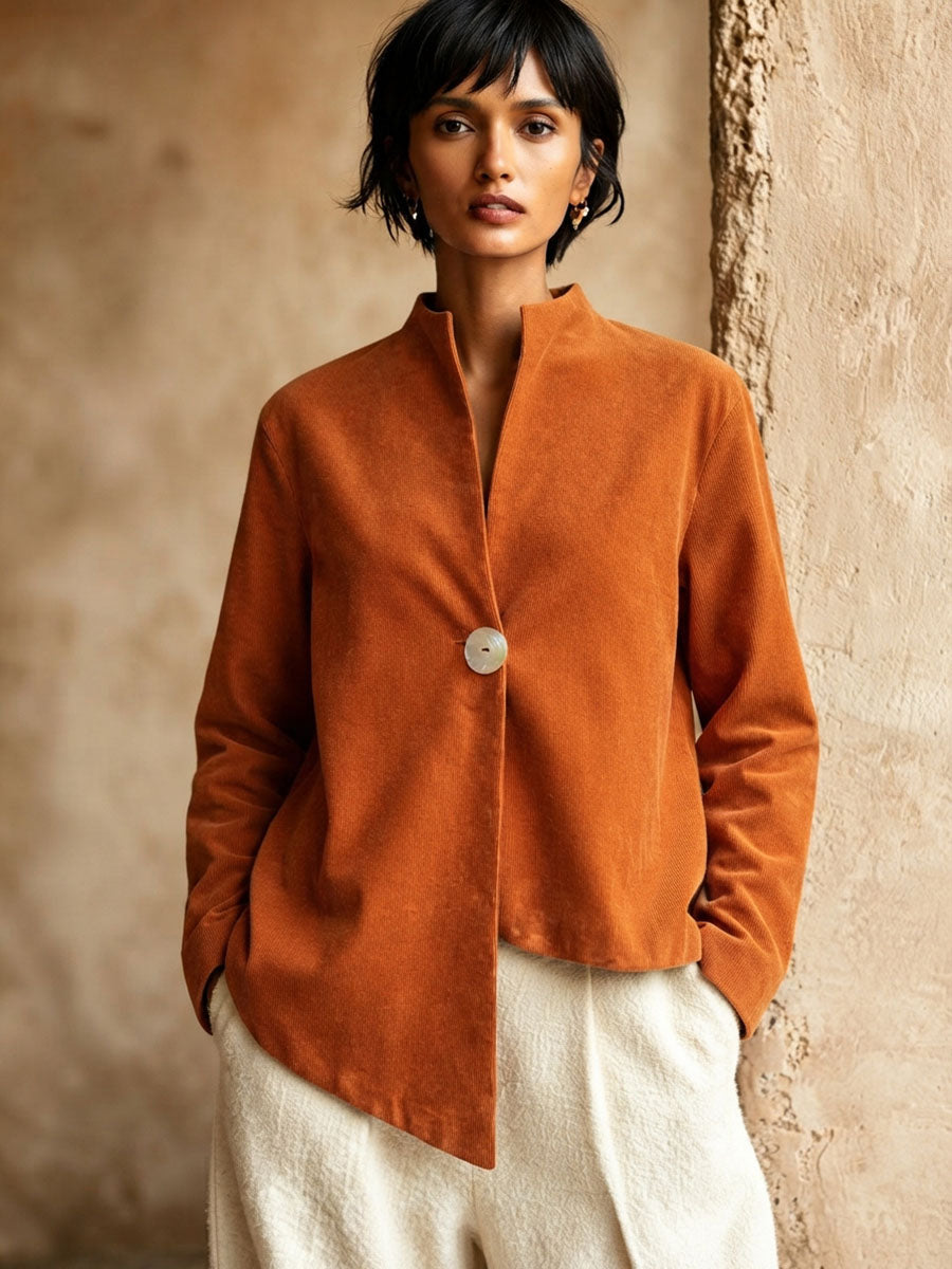 Elegant Chic Asymmetric Corduroy Tops