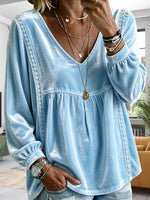 Cozy Velvet Top With Lace Paneling