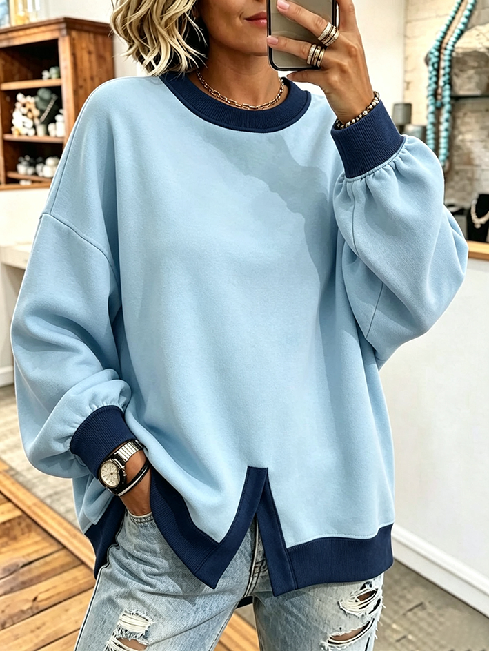 Chic And Cozy Contrast Color Block Sweatshirt