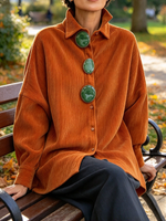 Chic Statement Corduroy Button-up Oversized Tunic Top