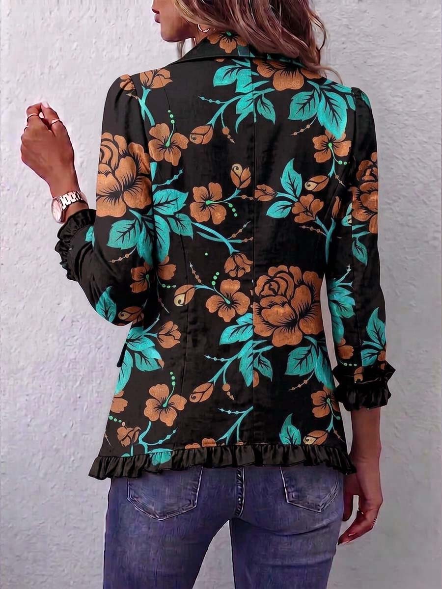 Women's Retro Print Flannel Long Sleeve Casual Loose Cotton Cardigan
