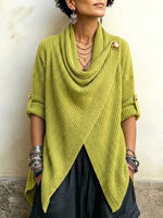 Asymmetrical Knit Cardigan With Crisscross Collar