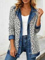 Chic Leopard Print and Denim Patchwork Jacket
