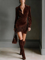 Western-style Faux Suede Fringe Dress