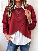 Women's 2-in-1 Layered Tulip Hem Pullover Top.