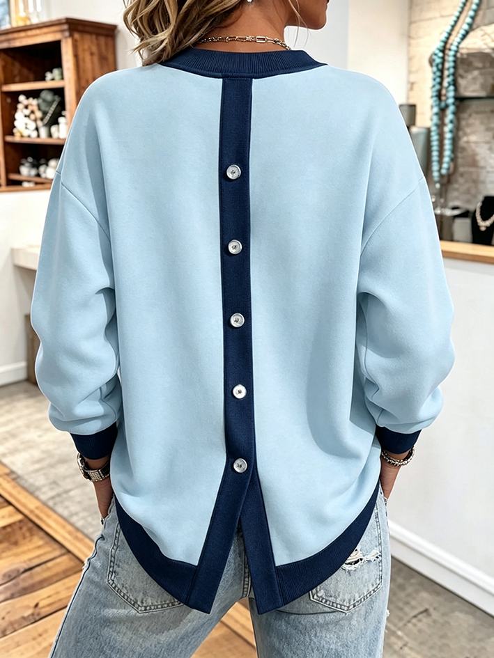 Chic And Cozy Contrast Color Block Sweatshirt