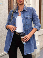 Women's Long-sleeve Casual Loose-fit Denim Shirt With Collar