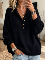 Collared Henley-style Knit Sweater