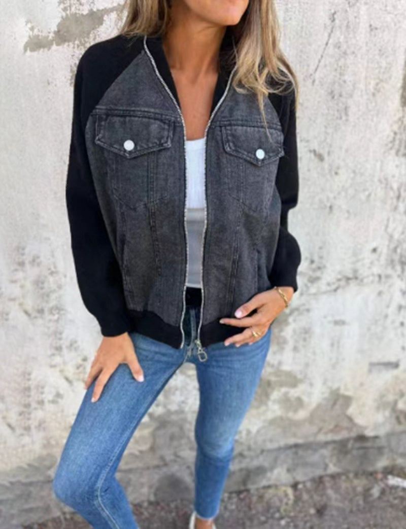 Casual Zip-up Denim Jacket