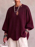 Loose-fit Knit Top With A Round Neck, Cut-out Details, And Lantern Sleeves.