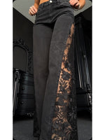 Black Lace-paneled Flared Jeans