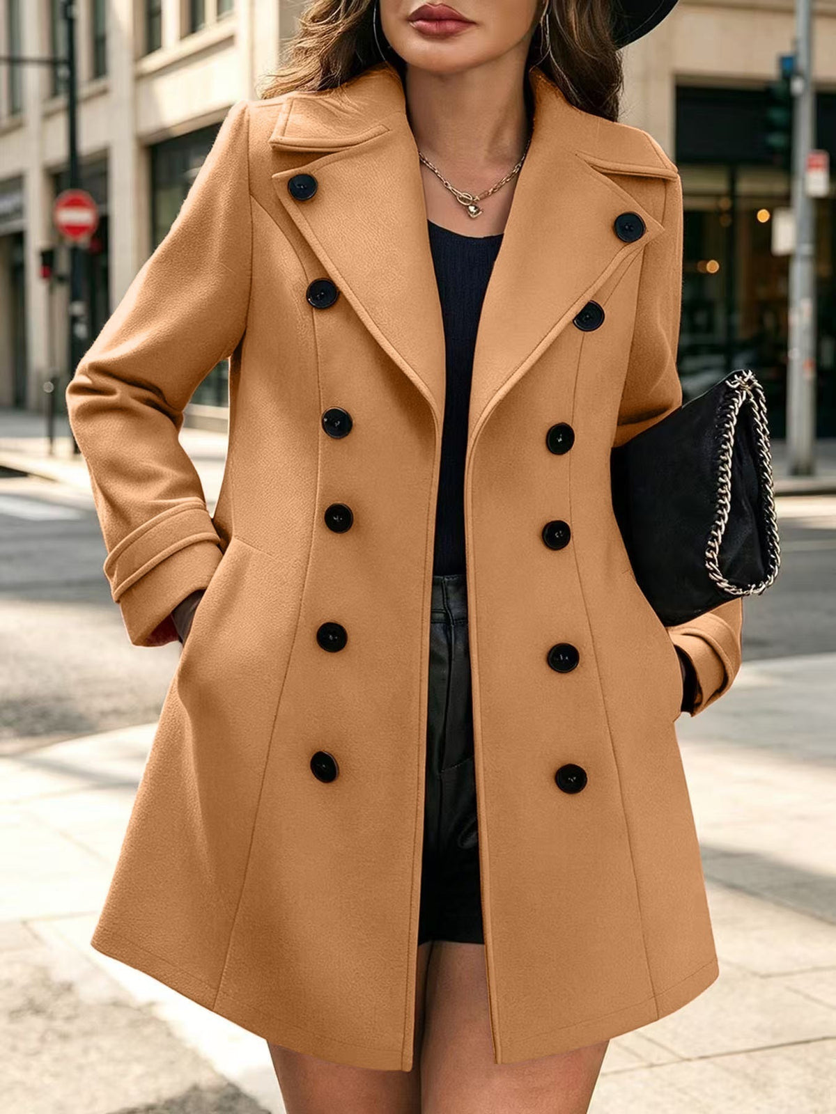 Cozy Classic Double-Breasted Wool-Blend Trench Coat