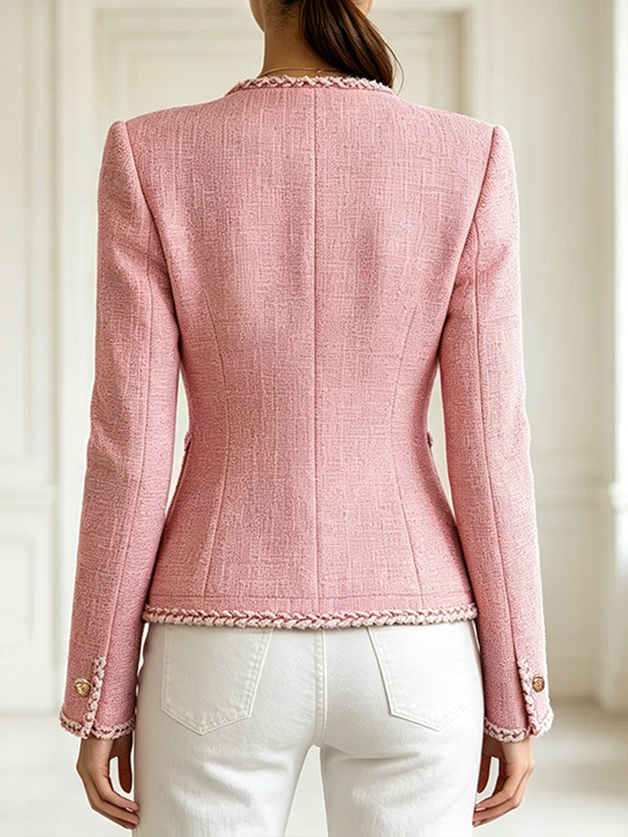 Tweed Jacket With Exquisite Pink Trim