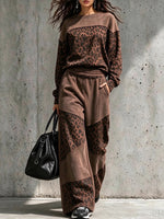 Chic Leopard-Print Patchwork Lounge Set
