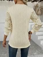Elegant Vintage Lace Cutout Pleated Blouse