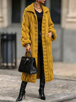 Cozy, Warm, Chunky-knit Cable-knit Long Cardigan