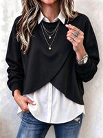 Women's 2-in-1 Layered Tulip Hem Pullover Top.