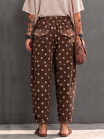 Retro Casual Polka-dot Corduroy Harem Pants