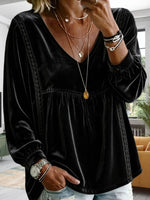 Cozy Velvet Top With Lace Paneling
