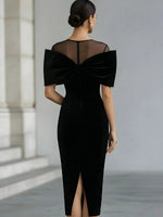 Elegant Velvet Bow Midi Skirt