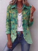 Bohemian-style Vintage Paisley Print Ruffled Jacket