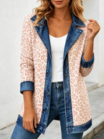 Chic Leopard Print and Denim Patchwork Jacket