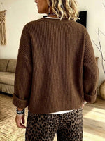 Diagonal Button Chunky Knit Cardigan
