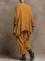 Casual Polka-dot Cotton-blend Jacket And Trousers Two-piece Set