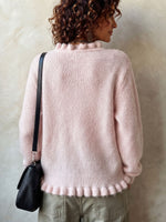 Cozy Soft Ruffled Trim Wool Blend Cardigan