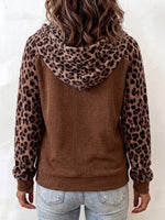 Leopard-print Raglan-sleeve Half-zip Hooded Jacket