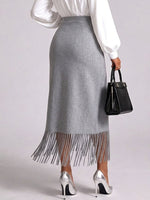 Women's High-waisted Asymmetrical Fringe Wrap Skirt