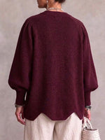Loose-fit Knit Top With A Round Neck, Cut-out Details, And Lantern Sleeves.