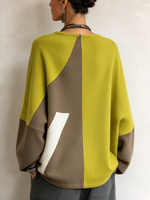 Casual Chic Cozy Colorblock Oversized Cotton Top