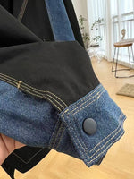Relaxed-fit Color-block Denim Jacket With Contrast Stitching