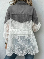 Casual Patchwork Lace Denim Jacket