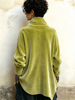 Chic Velvet Asymmetric Button Turtleneck Top