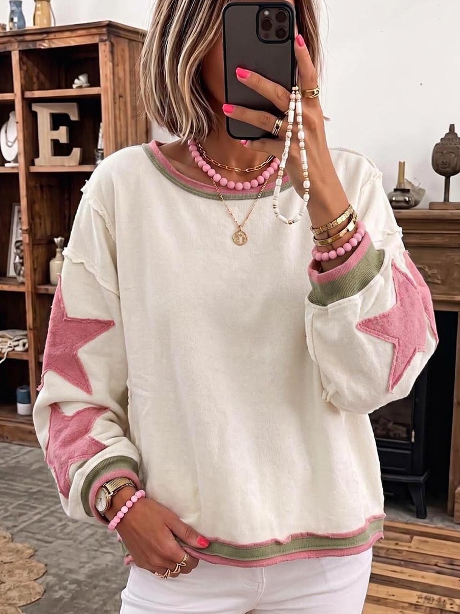 Women's Crew Neck Long Sleeve Casual Loose Sweatshirt Pullover
