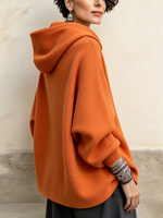 Cozy Vibrant Asymmetric Orange Versized Hooded Sweatshirt
