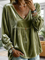 Cozy Velvet Top With Lace Paneling