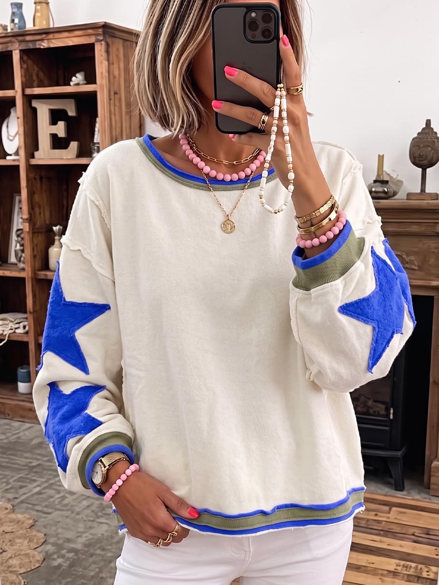 Women's Crew Neck Long Sleeve Casual Loose Sweatshirt Pullover