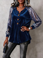 Elegant Shimmering Velvet Blouse Party Dinner